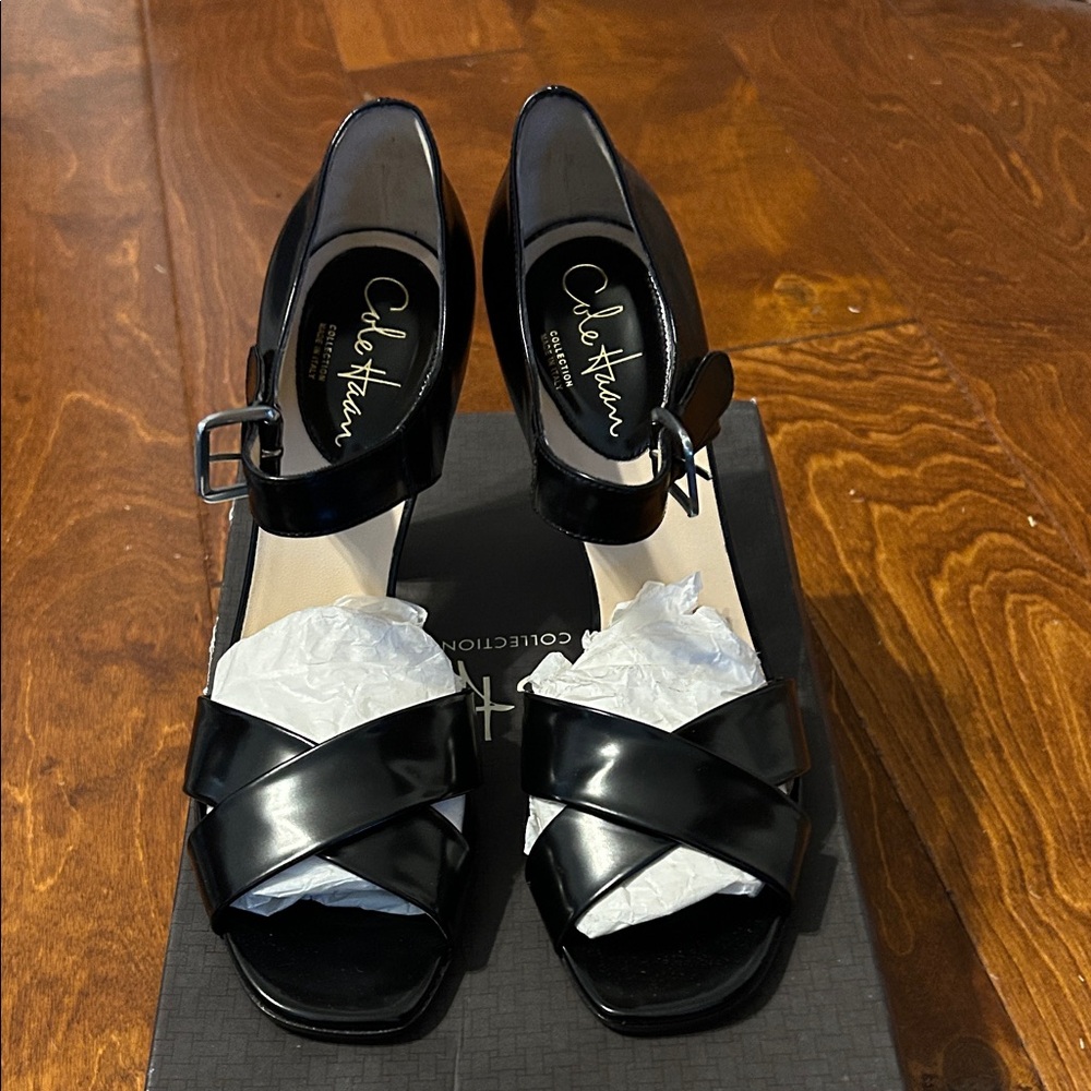 Cole Haan Lucetta OT Leather Sandal, Size 9, Black